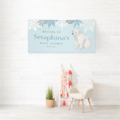 Blue Winter Polar Bear Baby Dusche Banner (Insitu)