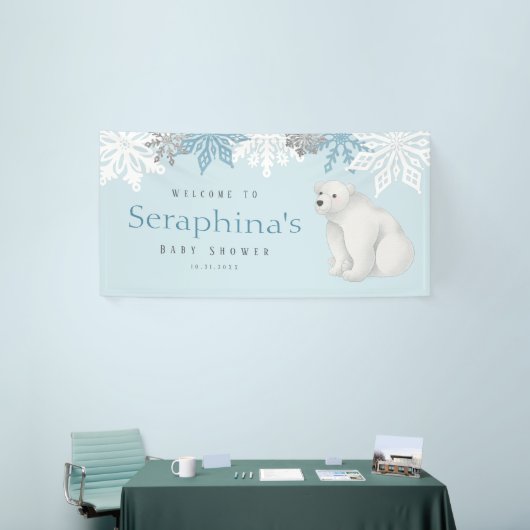 Blue Winter Polar Bear Baby Dusche Banner (Messeveranstaltung)