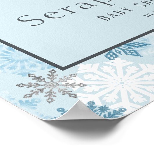 Blue Winter Polar Bear Baby Dusche Willkommen Poster (Ecke)