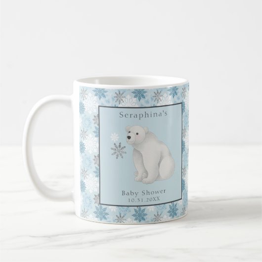 Blue Winter Polar Bear Baby Duschgeschenk Kaffeetasse (Links)