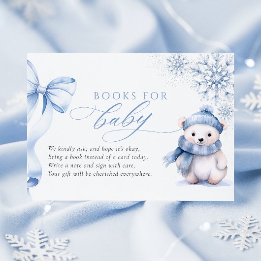Blue Winter Polar Bear Books for Baby Card Begleitkarte