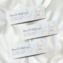 Blue Winter Polar Bear Watercolor Babydusche