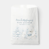 Blue Winter Polar Bear Watercolor Babydusche Geschenktütchen (Vorderseite)