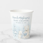 Blue Winter Polar Bear Watercolor Babydusche Pappbecher (Vorderseite)