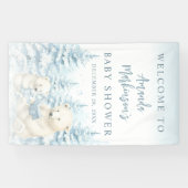 Blue Winter Polar Bear Watercolor Begrüßungsbanner Banner (Horizontal)