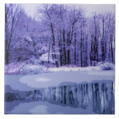 Blue Winter Pond Fliese (Vorderseite)