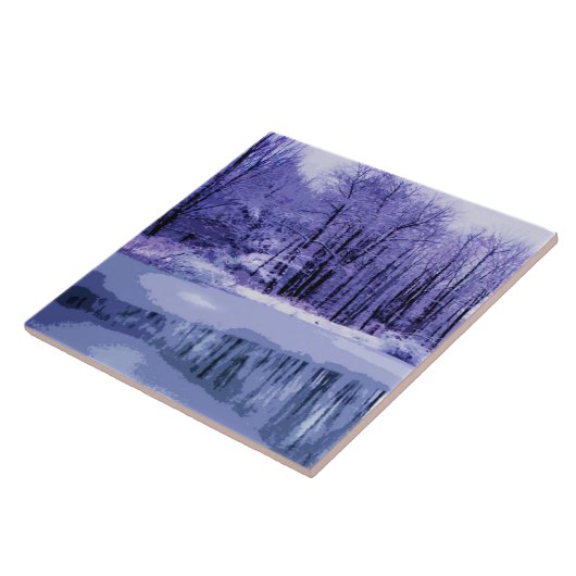 Blue Winter Pond Fliese (Seite)