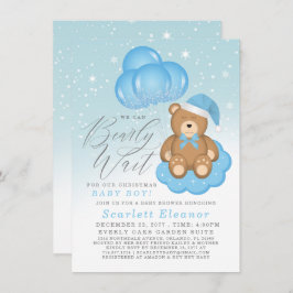 Blue Winter Sleepy Bären Balloons Boy Baby Dusche Einladung