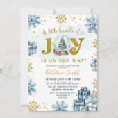 Blue Winter Snow Globe Bundle of Joy Baby Shower Einladung (Vorderseite)