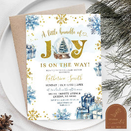 Blue Winter Snow Globe Bundle of Joy Baby Shower Einladung