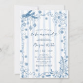 Blue Winter Snow in Love Bridal Shower Einladung (Vorderseite)