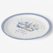 Blue Winter Snow It Take A Village Baby Shower  Pappteller (Schrägansicht)