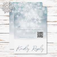 Blue Winter Snow Modern Wedding QR Code