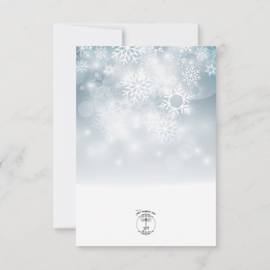 Blue Winter Snow Modern Wedding QR Code RSVP Karte (Rückseite)