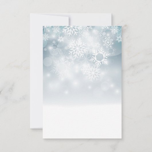 Blue Winter Snow Modern Wedding Save The Date (Rückseite)