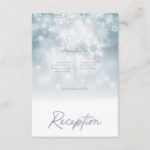 Blue Winter Snow Moderne Empfang Hochzeit Begleitkarte (Vorderseite)