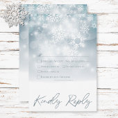 Blue Winter Snow Modernes Hochzeitsessen RSVP Karte