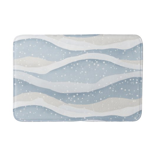 Blue Winter Snowfall Wave Personalized Pattern Badematte (Vorderseite)