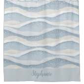 Blue Winter Snowfall Wave Personalized Pattern Duschvorhang (Vorderseite)