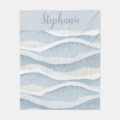 Blue Winter Snowfall Wave Personalized Pattern Fleecedecke (Vorderseite)