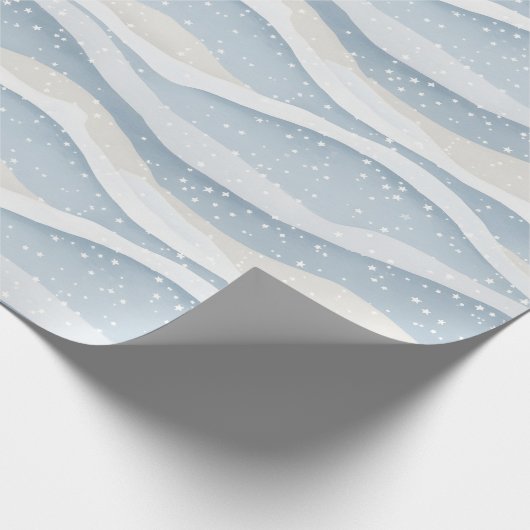 Blue Winter Snowfall Wave Personalized Pattern Geschenkpapier (Ecke)