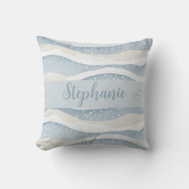 Blue Winter Snowfall Wave Personalized Pattern Kissen