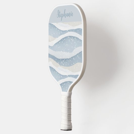 Blue Winter Snowfall Wave Personalized Pattern Pickleball Schläger (Links)