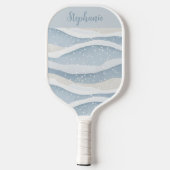 Blue Winter Snowfall Wave Personalized Pattern Pickleball Schläger (Rückseite)