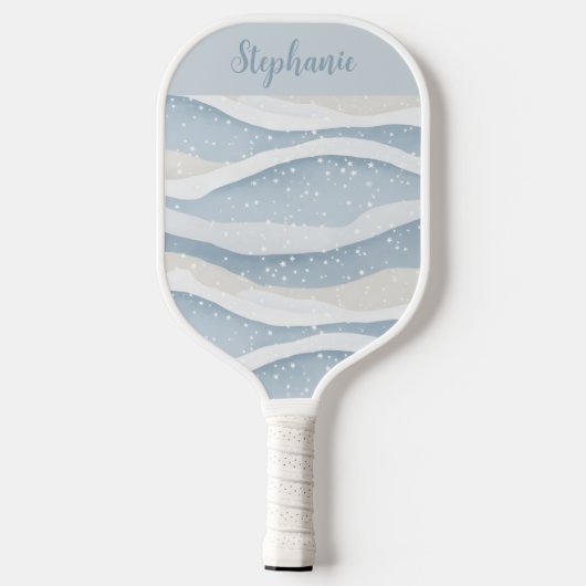 Blue Winter Snowfall Wave Personalized Pattern Pickleball Schläger (Rückseite)