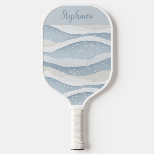 Blue Winter Snowfall Wave Personalized Pattern Pickleball Schläger (Vorderseite)