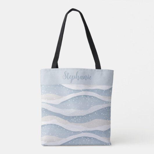 Blue Winter Snowfall Wave Personalized Pattern Tasche (Rückseite)