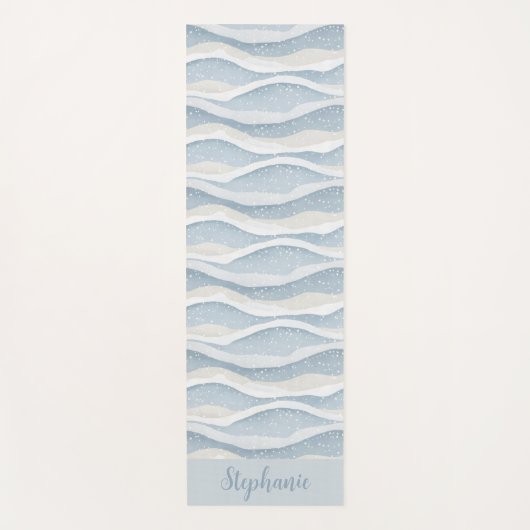 Blue Winter Snowfall Wave Personalized Pattern Yogamatte (Vorderseite)