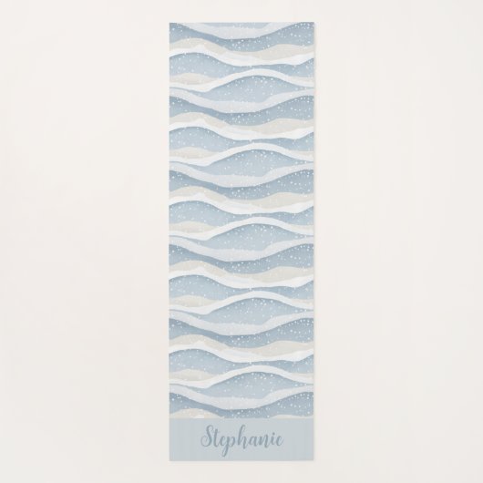 Blue Winter Snowfall Wave Personalized Pattern Yogamatte (Rückseite)