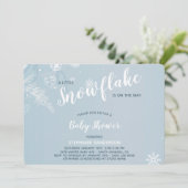 Blue Winter Snowflake Babydusche für Jungen Einladung (Stehend Vorderseite)