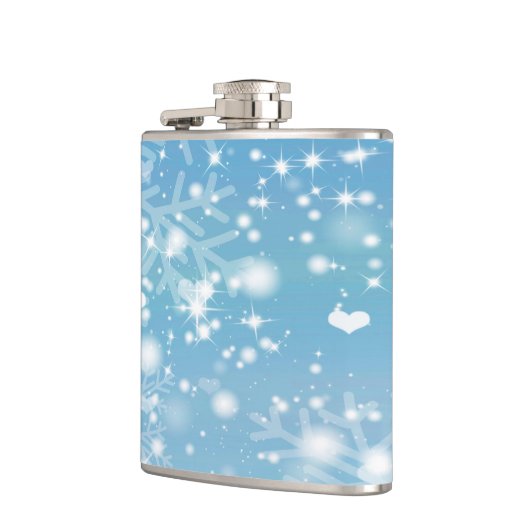 Blue Winter Snowflake Design Flachmann (Links)