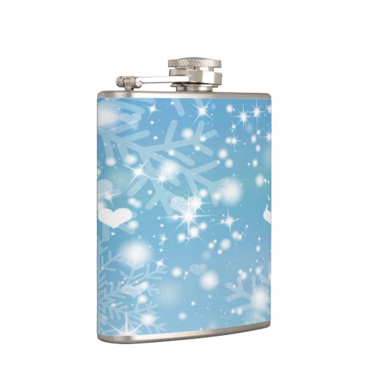 Blue Winter Snowflake Design Flachmann (Rechts)