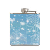 Blue Winter Snowflake Design Flachmann (Rückseite)