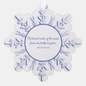 Blue Winter Snowflake Happy Holidays Dated Ornament Karte (Rückseite)