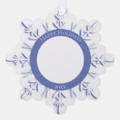 Blue Winter Snowflake Happy Holidays Dated Ornament Karte (Vorderseite)