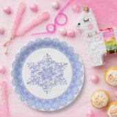 Blue Winter Snowflake Lace Edge Pappteller (Party)