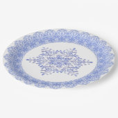 Blue Winter Snowflake Lace Edge Pappteller (Schrägansicht)