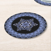 Blue Winter Snowflake Lace Edge Runder Pappuntersetzer (Angewinkelt)