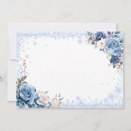 Blue Winter Snowflake Mis Quince Save the Date Einladung (Rückseite)