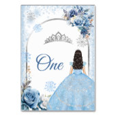 Blue Winter Snowflake Mis Quince Tischnummer (Vorderseite)
