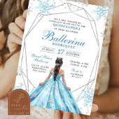 Blue Winter Snowflake Princess Quinceanera Einladung