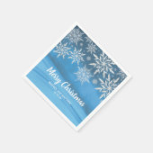 Blue Winter Snowflake Weihnachtsfeier Serviette (Ecke)
