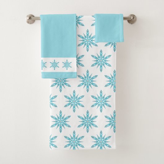 Blue Winter Snowflakes Badhandtuch Set (Insitu)