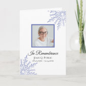 Blue Winter Snowflakes Beerdigung Service geflocht Programm (Vorderseite)