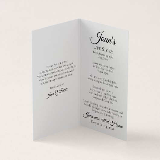 Blue Winter Snowflakes Beerdigungsgebet Visitenkarten (Innenseite)