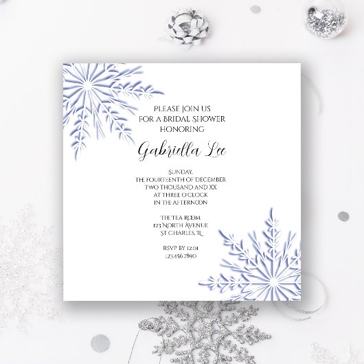 Blue Winter Snowflakes Bridal Dusche Einladung